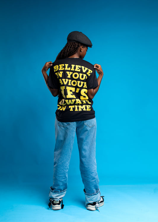 BELIEVE IN YOUR SAVIOUR TEE - BLACK